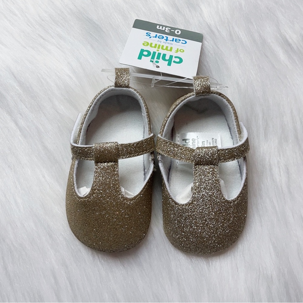 NWT Child of Mine made by Carter’s Gold Shoes